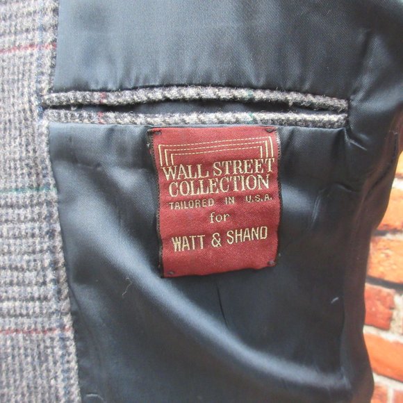 40 R- VTG WALL STREET 100% WOOL SPORT COAT GLEN PLAID - Picture 6 of 6